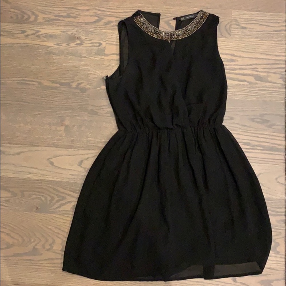 Zara Black Dress with Gold + Silver Shimmer Collar